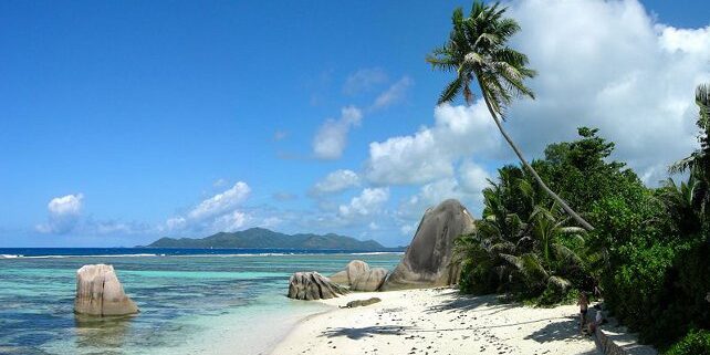 Another spectacular beach of Anse Source d'Argent on the island of La Digue, Seychelles.