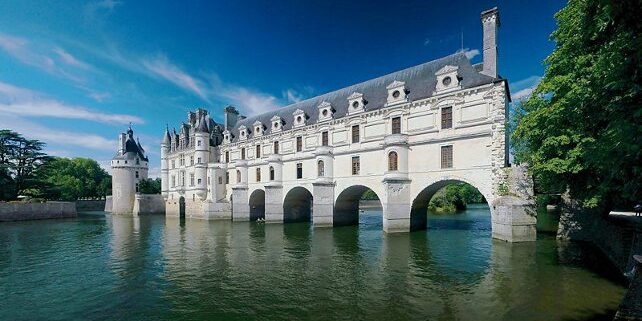 Panorama of Chateau de Chenonceau, Indre-et-Loire, France.